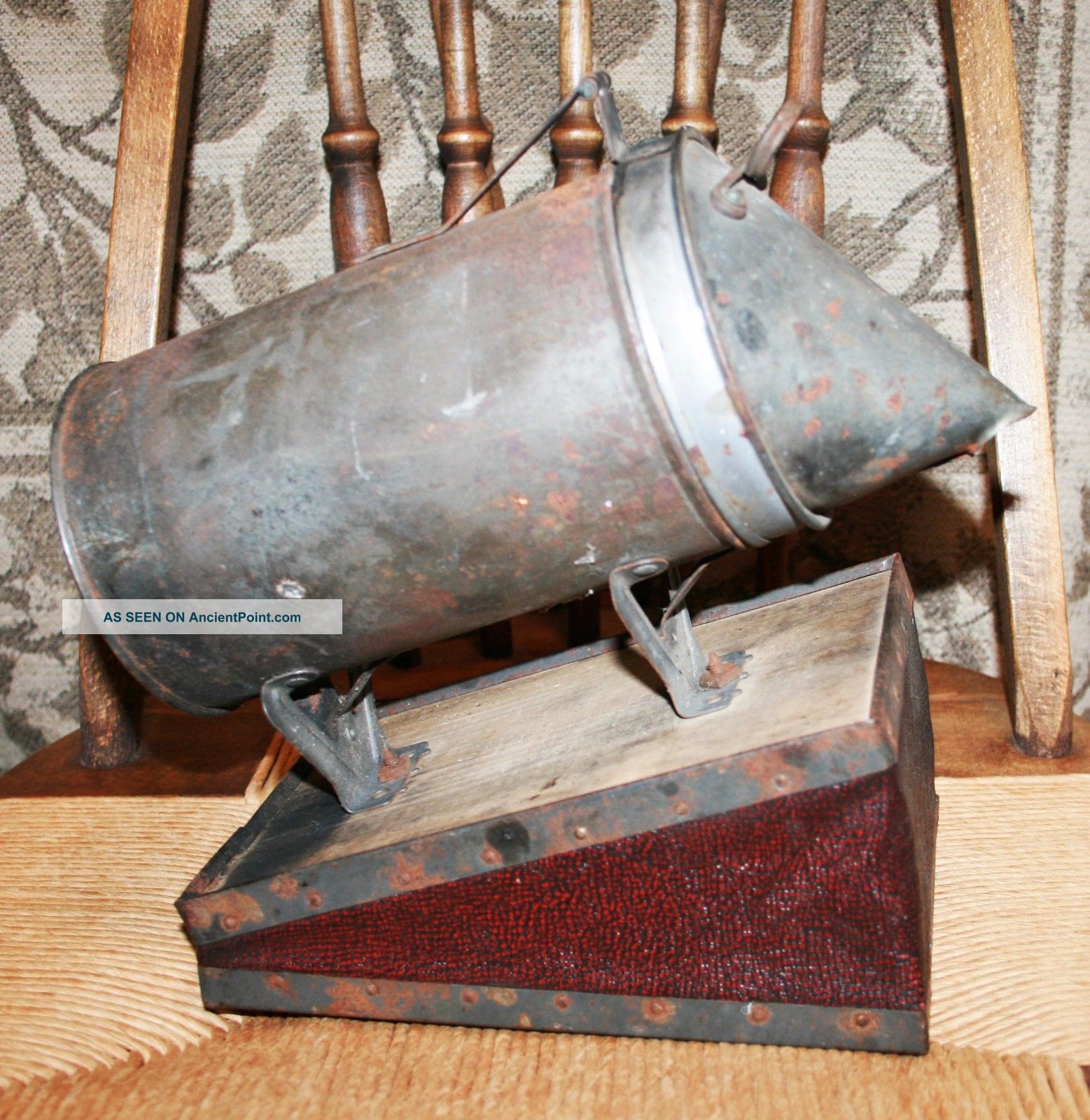 Antique Beekeepers Bee Smoker Tool Primitive Wood Leather Beekeeping Primitives photo