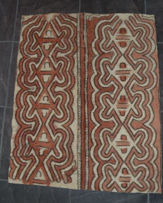 Vintage Traditional Tapa Bark Cloth Oro Province Guinea Hand Painted photo