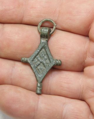 Ancient Viking Bronze Pendants Amulet Cross Viking Great Save. photo