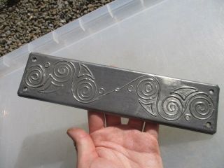 Vintage Pewter Finger Plate Push Door Handle Architectural Salvage Old Ornate photo