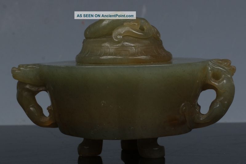 Exquisite Chinese Natural Hetian Jade Hand - Carved Incense Burner Incense Burners photo
