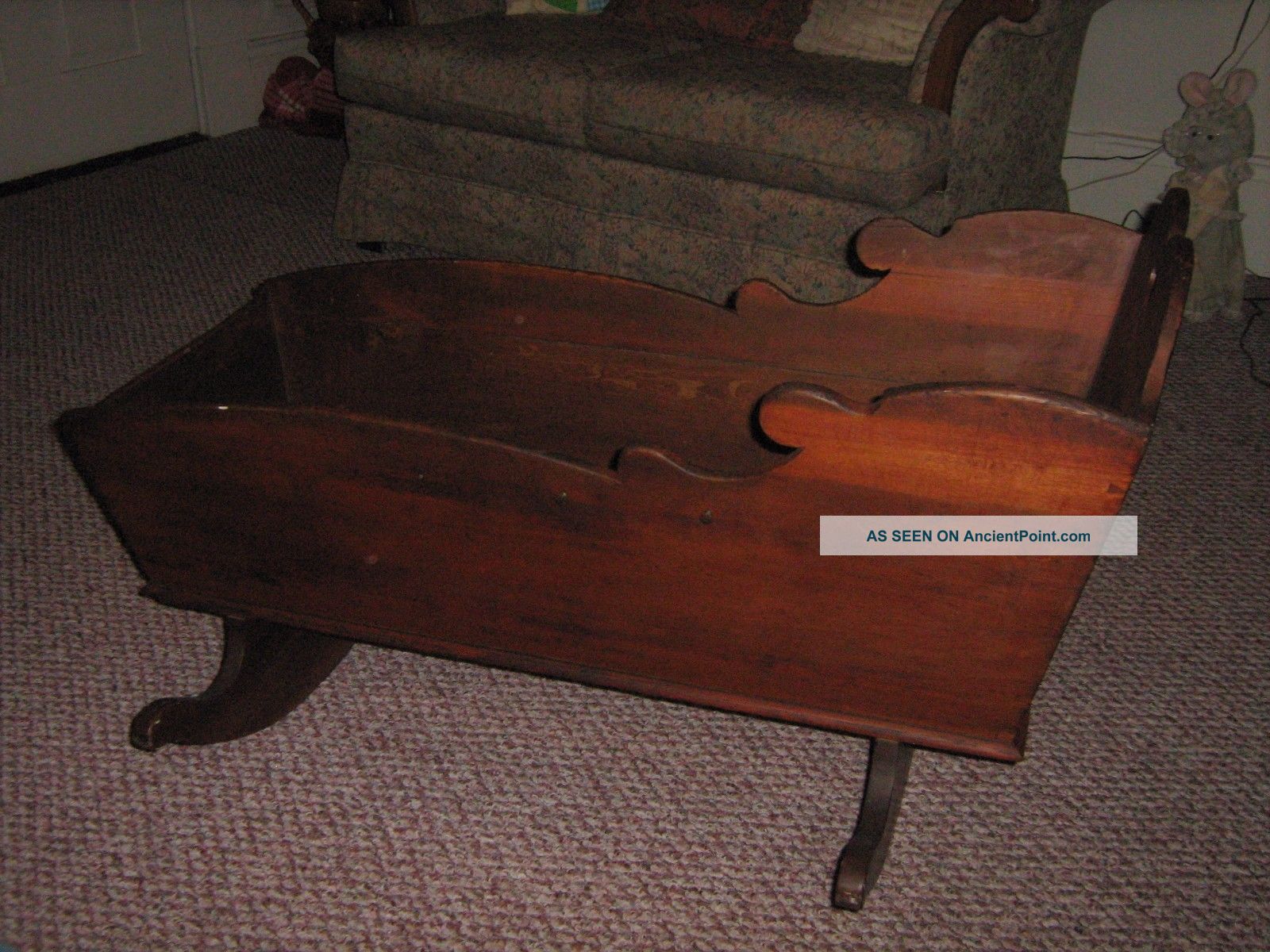 Vintage Wooden Baby Cradle,  Great Shape,  Homeade,  150 Years Old,  Walnut Or Oak Other Antique Furniture photo