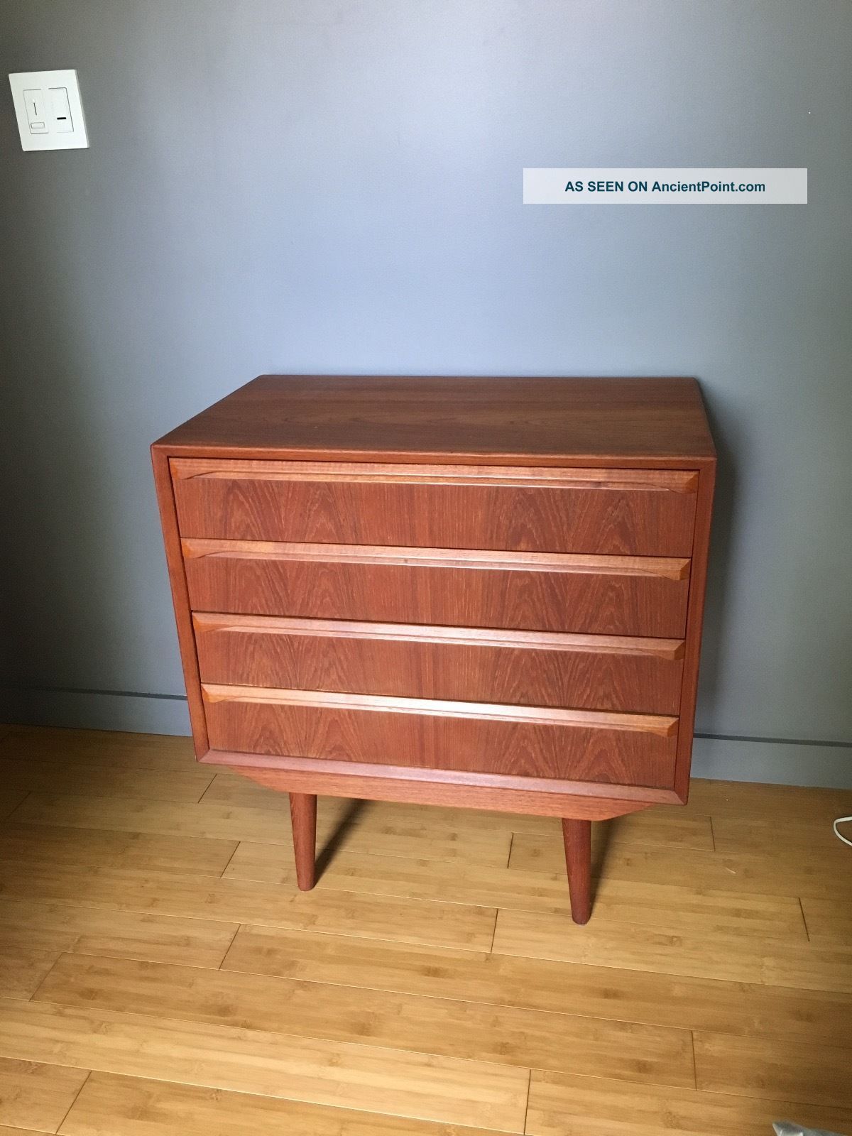 Mid - Century Modern Danish Teak Four Drawer Lowboy Dresser Mid-Century Modernism photo