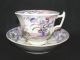 C1850 English Polychrome Decorated Transferware Cups & Saucers Flower Urn Patt. Cups & Saucers photo 1