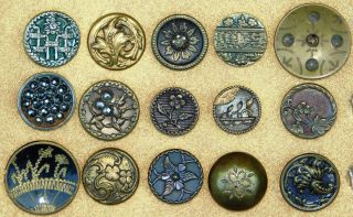 Antique Victorian Paris Back Metal Picture Buttons photo