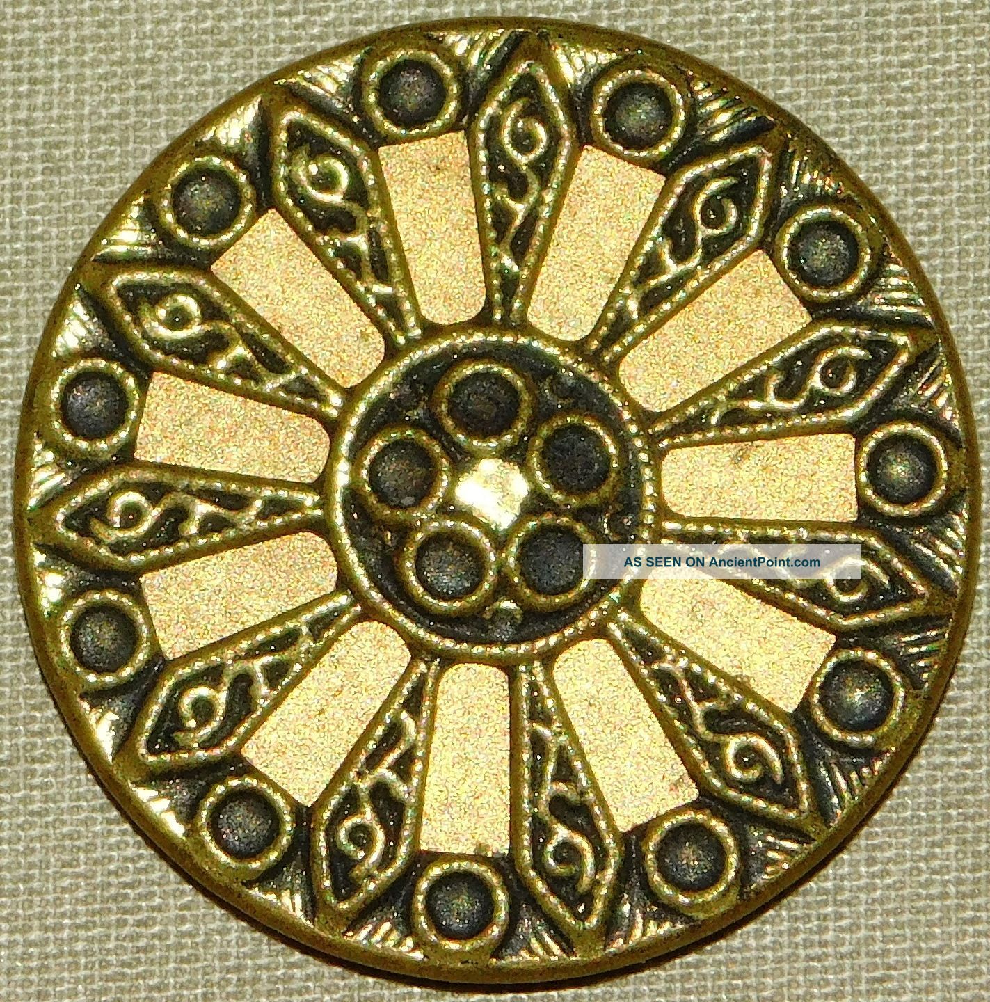 Antique Victorian Gilt Gold Inlay Metal Button Buttons photo