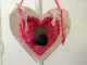 Antique Valentine Pink Velvet Heart Pincushion Decoration Handmade Embroidery Pin Cushions photo 5