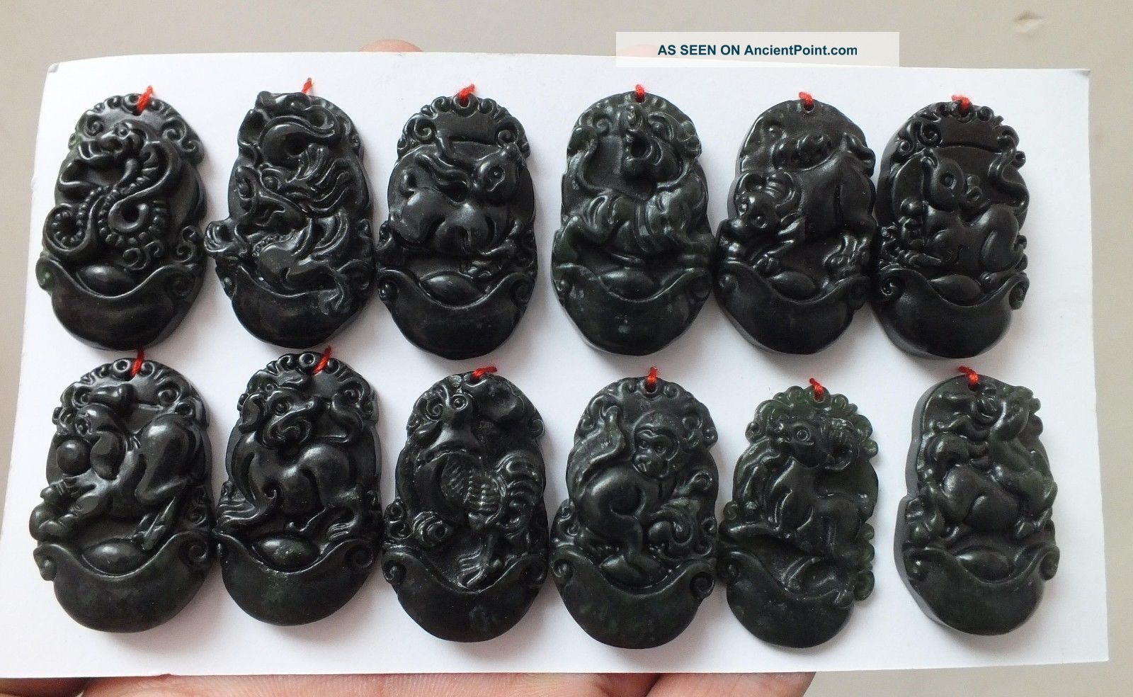 3.  5cm / 12pc Chinese Black Jade Carving Dragon Chinese Zodiac Pendant Necklace Necklaces & Pendants photo