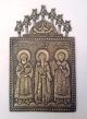 Russia Orthodox Bronze Icon Three Saints Prelates.  With 7 Cherubs.  19th.  Century Roman photo 1