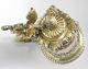 18th Century Gilt Brass Tankard With Dragon And Grotesque Dolphin Handle Cherub Metalware photo 7