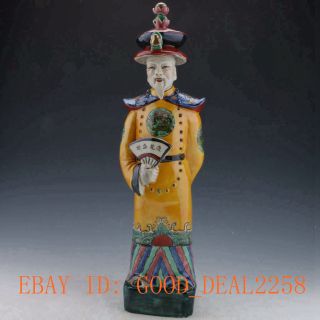 Chinese Handwork Painted Ceramics Heyday Emperor Statue photo