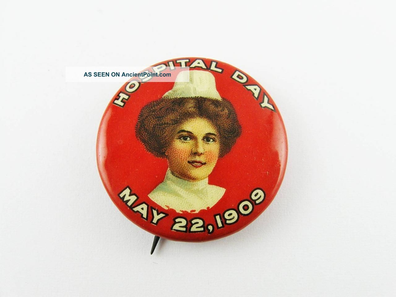 Antique 1909 Hospital Day Souvenir Celluloid Pin Pinback Button Other Medical Antiques photo