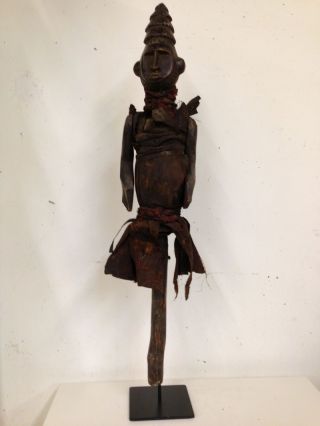 Burkina Faso: Old And Rare Tribal African Dogon Staff Figure. photo