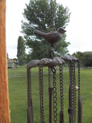 Antique - Style Cast Iron Song Bird Windchime Wind Chime Ranch Deck Bell photo
