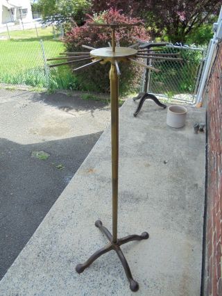 Antique Cast Iron Brass Vintage Clothing Store Display Industrial Rounder Rack photo