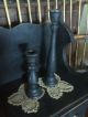 Primiive - Country Black Wood Candle Holders Aged & Distressed Primitives photo 1