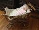 Antique Victorian Baby Doll Carriage Buggy,  Wicker,  Parasol W/ Ashton Drake Doll Baby Carriages & Buggies photo 2