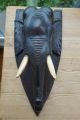 Large & Heavy Ethnic Hand Carved African Elephant Head Plaque Other African Antiques photo 4