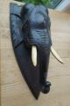 Large & Heavy Ethnic Hand Carved African Elephant Head Plaque Other African Antiques photo 5