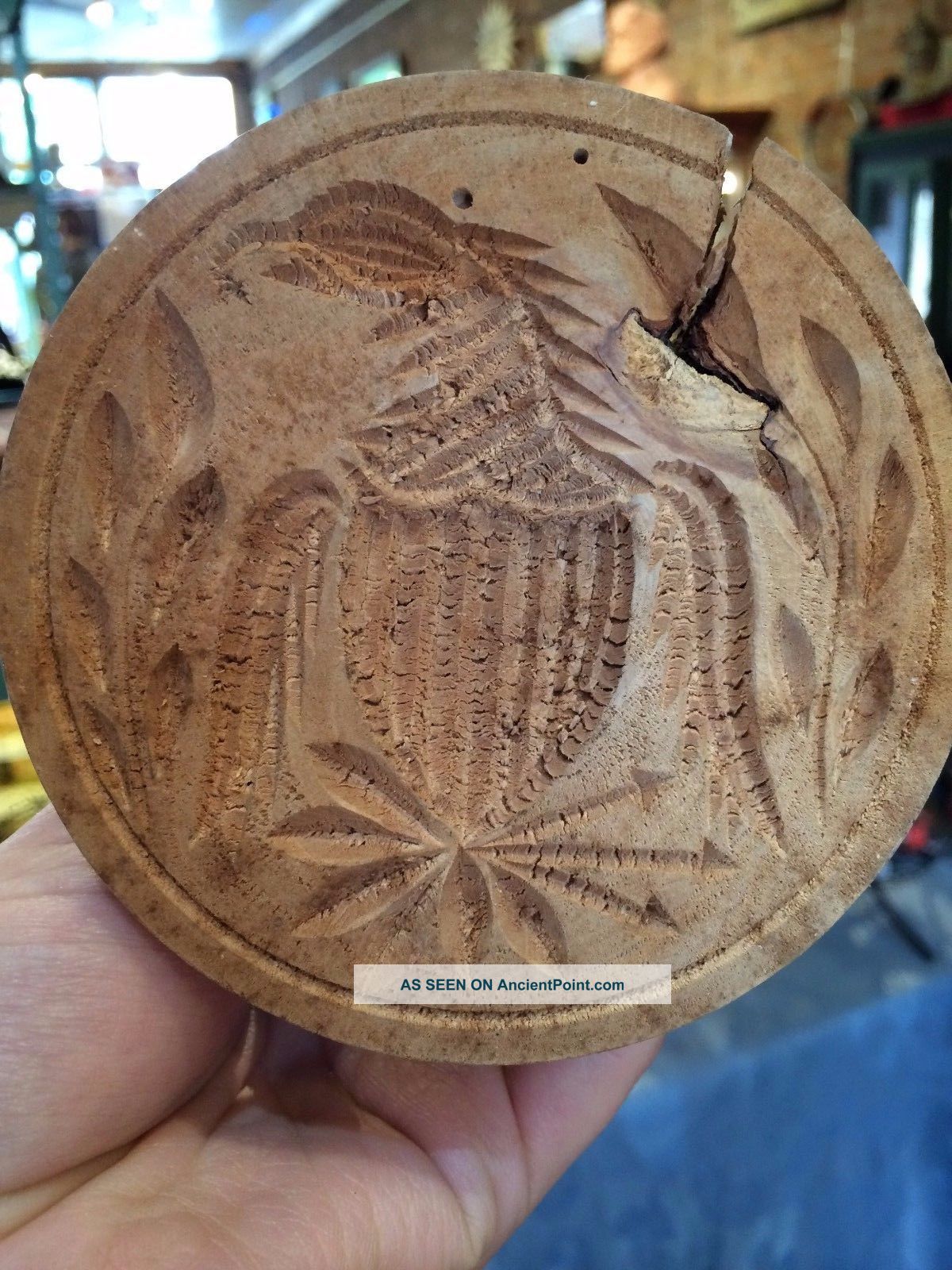 Vintage American Eagle Wooden Butter Pat Primitives photo
