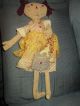 Primitive Folkart Doll Annie With Ditty Bag Stuffed Animal And Red Pip Berries Primitives photo 1