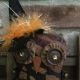 Primitive Grungy Halloween Owl Witch Hat Jack O Lantern Jol Shelf Sitter Ooak Primitives photo 3