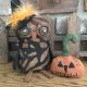 Primitive Grungy Halloween Owl Witch Hat Jack O Lantern Jol Shelf Sitter Ooak Primitives photo 4