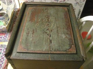 Dated 1788 With Intials Cfd Sliding Lid Box With Blue Paint With Till photo
