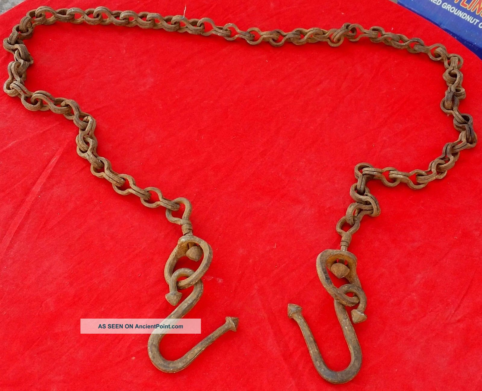 1800 ' S Antique Huge Wrought Chain With Hook Primitives photo