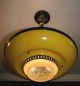 Antique Aluminum Saucer Yellow Black Art Deco Light Fixture Ceiling Chandelier Chandeliers, Fixtures, Sconces photo 6