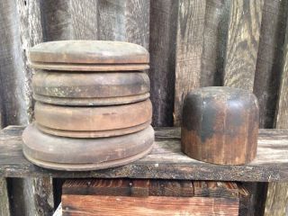 Antique Wood Hat Blocks Millinery Mold 4 Brims 1 Crowns See Listing photo