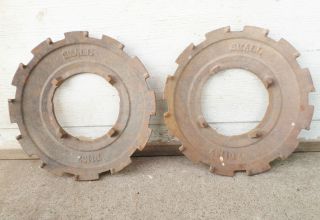 Antique Vintage Metal Industrial D1137 Farm Planter Plate Gears photo
