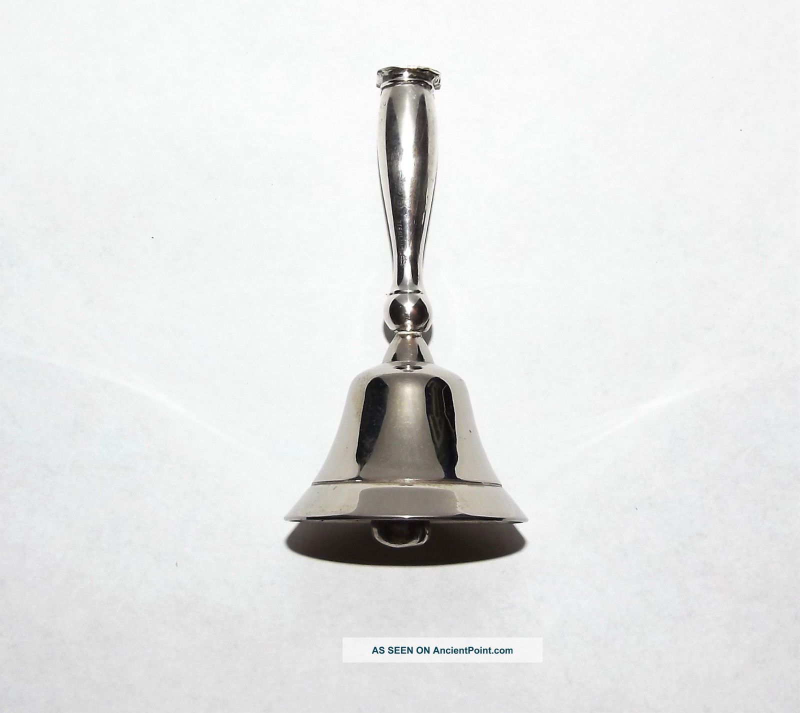 Antique Webster Sterling Silver Dinner Servant Vtg Blue Guilloche Enamel Bell Other Antique Sterling Silver photo