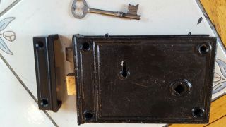Antique Door Rimlock (skelton Key) Patent 1878 photo