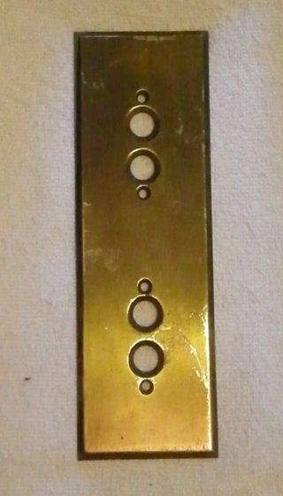 Vintage Cast Brass Push Button Light Switch Cover; Vertical Double Rare Piece photo