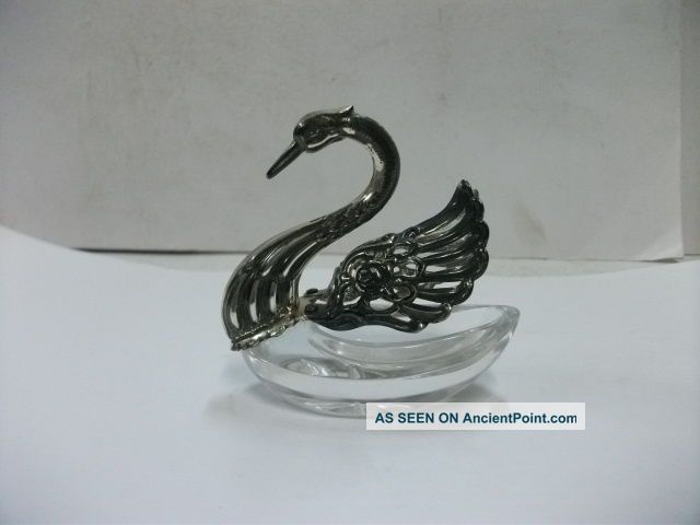 Seasoning Case Of The Silver925 Swan.  Japanese Antique. Salt Cellars photo