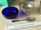 Silver Plate Celtic Sugar Bowl With Cobalt Blue Glass Insert Bowls photo 1