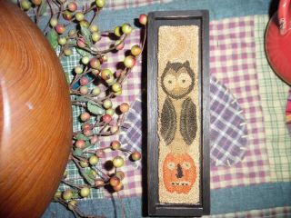 Primitive Punch Needle Hoot & Jack Button Box Handmade Eaam photo