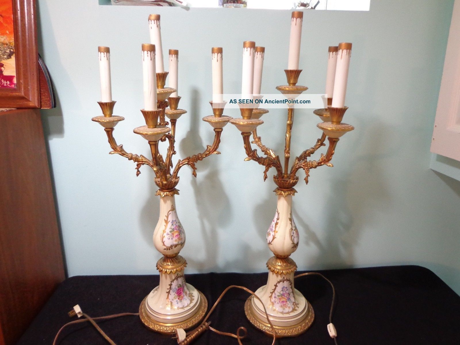 Sevres Porcelain Lamp Candelabra 1756 Antique Gc Lamps photo