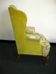 Vintage French Provincial Wingback Arm Chair Floral & Yellow Velvet Fabric Post-1950 photo 1
