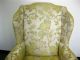 Vintage French Provincial Wingback Arm Chair Floral & Yellow Velvet Fabric Post-1950 photo 2