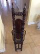 Jacobean Narrow High Back Chair Carved Wood Gothic Medieval Style Velvet 1900-1950 photo 3