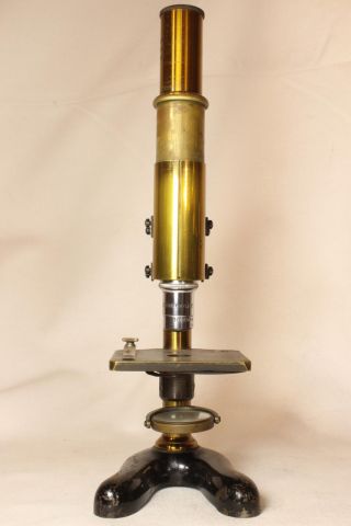 Antique Cased 1894 Brass Ernst Leitz Microscope photo