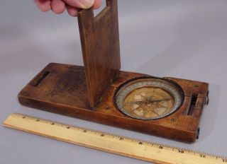 Signed Rare 17thc Antique Boxwood Surveyors Compass Inscribed Rules & Scale,  Nr photo