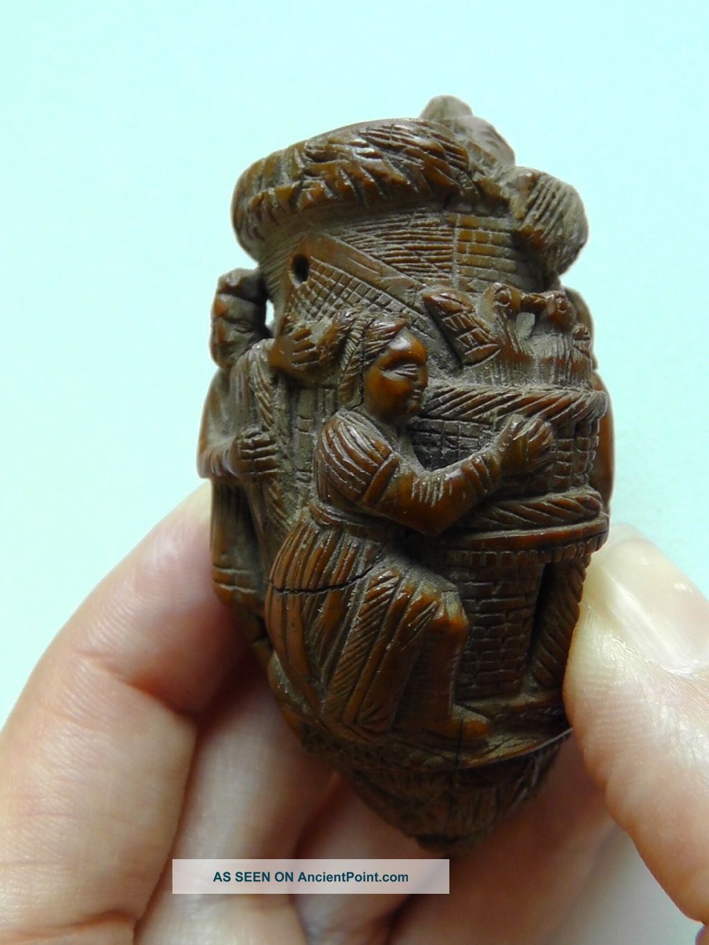 Antique C.  1800 Carved Coquilla Nut European ' Love Token ' Extremely Rare European photo