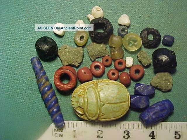 30,  Ancient Beads Circa 1000 Bc - 700 Ad,  Egyptian Scarab Amulet Roman photo