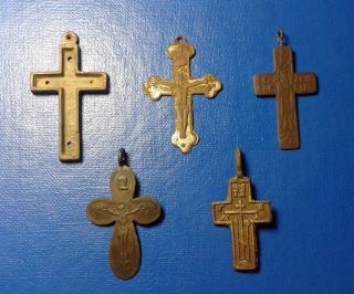 5 Ancient Bronze Crosses.  №1. photo