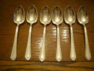 6 Holmes & Edwards 1925 Romance Pattern Place Or Oval Soup Spoons Is 966 photo