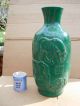 A Large Oriental Chinese Green Glazed Jar Vase Horses Signed Seal Stamp Jockey Chinese photo 1