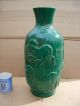 A Large Oriental Chinese Green Glazed Jar Vase Horses Signed Seal Stamp Jockey Chinese photo 3